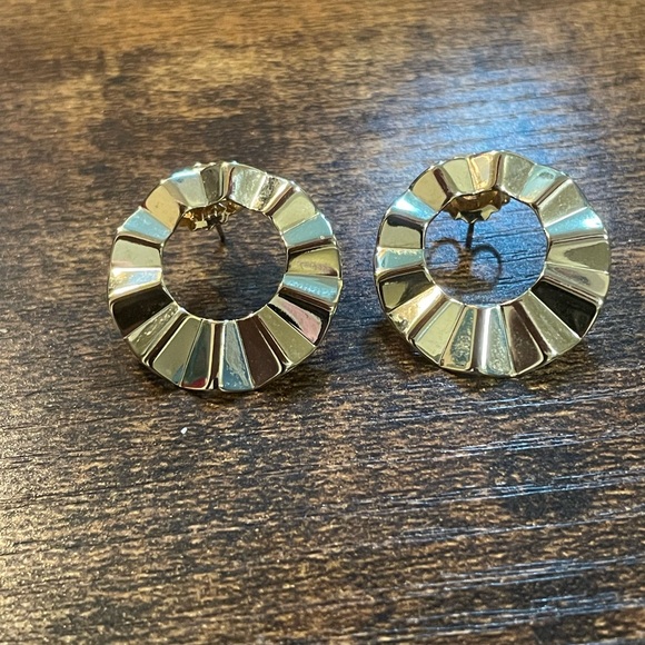 Zenzii Gold Ruffle Circle Earrings - Picture 2 of 5